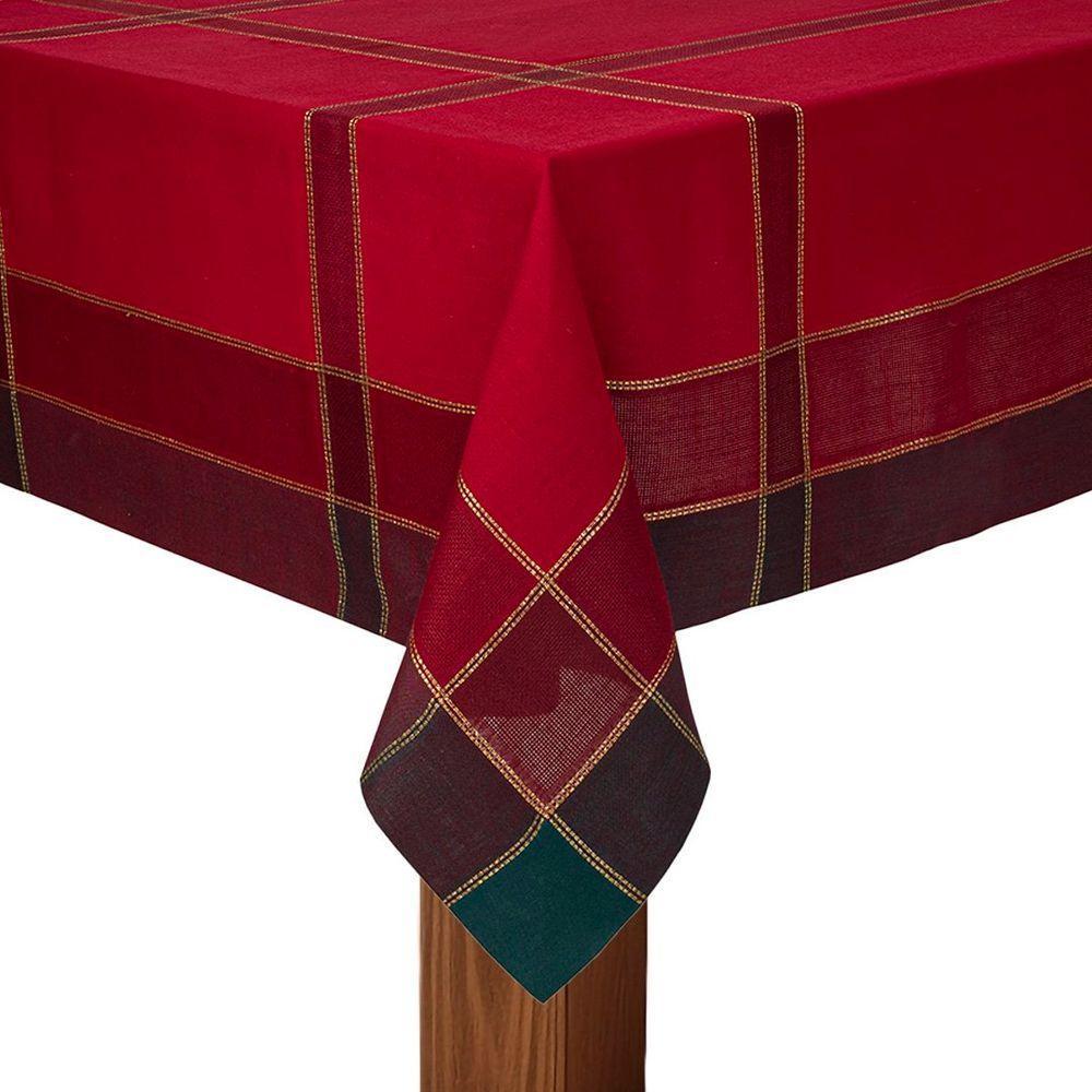 Toalha De Mesa Copa E Cia Unité Xadrez Vermelho Retangular 8 Lugares - 180 X 270 Cm - 1