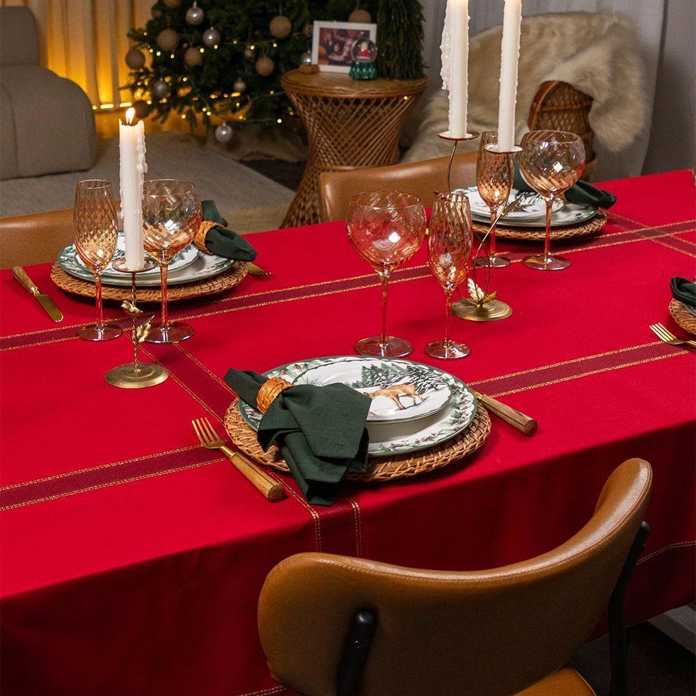 Toalha De Mesa Copa E Cia Unité Xadrez Vermelho Retangular 8 Lugares - 180 X 270 Cm - 2