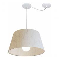 Lustre Pendente Cone Com Desvio De Centro Vivare Md-4273 Cúpula Em Tecido 30x40cm - Bivolt Linho Bege 127/220v - 3
