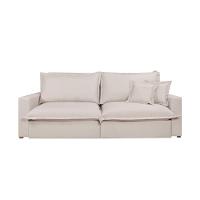 Sofá Retrátil Reclinável Zeus Com Molas Ensacadas No Assento Tecido Linho Cru 2,30m - 2