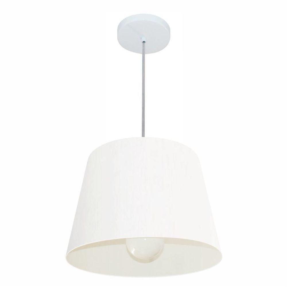 Lustre Pendente Cone Md-4240 Cúpula Em Tecido 30/40x30cm Branco - Bivolt - 1