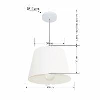 Lustre Pendente Cone Md-4240 Cúpula Em Tecido 30/40x30cm Branco - Bivolt - 2