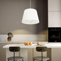 Lustre Pendente Cone Md-4240 Cúpula Em Tecido 30/40x30cm Branco - Bivolt - 3