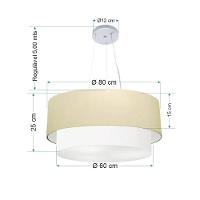Lustre Pendente Duplo Cilíndrico Vivare Md-4073 Cúpula Em Tecido 80x60cm - Bivolt Algodão-crú-branco 127/220v - 2
