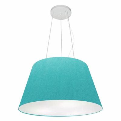 Lustre Pendente Cone Md-4141 Cúpula Em Tecido 30/50x35cm Azul Turquesa - Bivolt