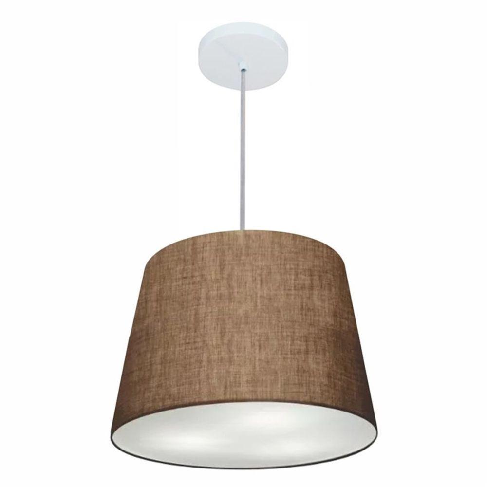 Lustre Pendente Cone Md-4155 Cúpula Em Tecido 30/40x30cm Café - Bivolt - 1