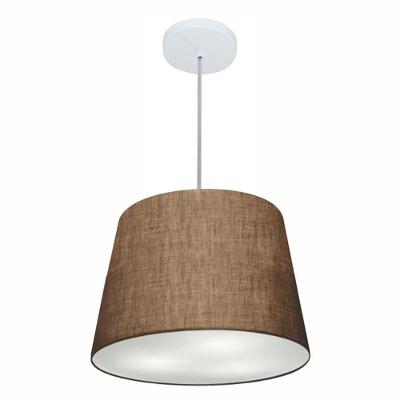 Lustre Pendente Cone Md-4155 Cúpula Em Tecido 30/40x30cm Café - Bivolt