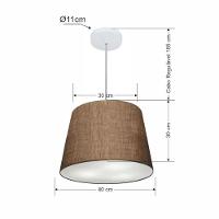 Lustre Pendente Cone Md-4155 Cúpula Em Tecido 30/40x30cm Café - Bivolt - 2