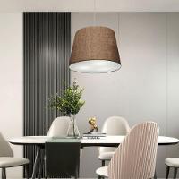 Lustre Pendente Cone Md-4155 Cúpula Em Tecido 30/40x30cm Café - Bivolt - 3