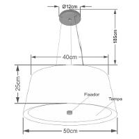 Lustre Pendente Cone Md-4144 Cúpula Em Tecido 25x50x40cm Rustico Bege / Branco - Bivolt - 2