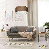 Lustre Pendente Cilíndrico Vivare Md-4219 Cúpula Em Tecido 55x25cm - Bivolt Café 127/220v - 6