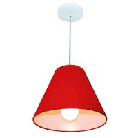 Lustre Pendente Cone Vivare Md-4028 Cúpula Em Tecido 25/30x12cm - Bivolt Bordo 127/220v - 1