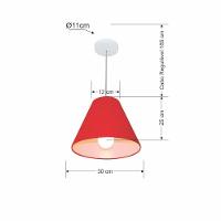 Lustre Pendente Cone Vivare Md-4028 Cúpula Em Tecido 25/30x12cm - Bivolt Bordo 127/220v - 2