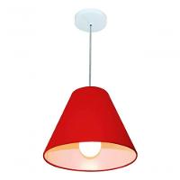 Lustre Pendente Cone Vivare Md-4028 Cúpula Em Tecido 25/30x12cm - Bivolt Bordo 127/220v