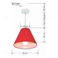 Lustre Pendente Cone Vivare Md-4028 Cúpula Em Tecido 25/30x12cm - Bivolt Bordo 127/220v - 5