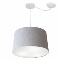 Lustre Pendente Cone Com Desvio De Centro Vivare Md-4277 Cúpula Em Tecido 40x45cm - Bivolt Rustico-cinza 127/220v - 1