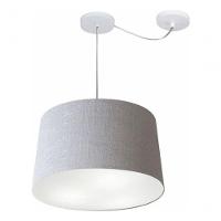 Lustre Pendente Cone Com Desvio De Centro Vivare Md-4277 Cúpula Em Tecido 40x45cm - Bivolt Rustico-cinza 127/220v - 3