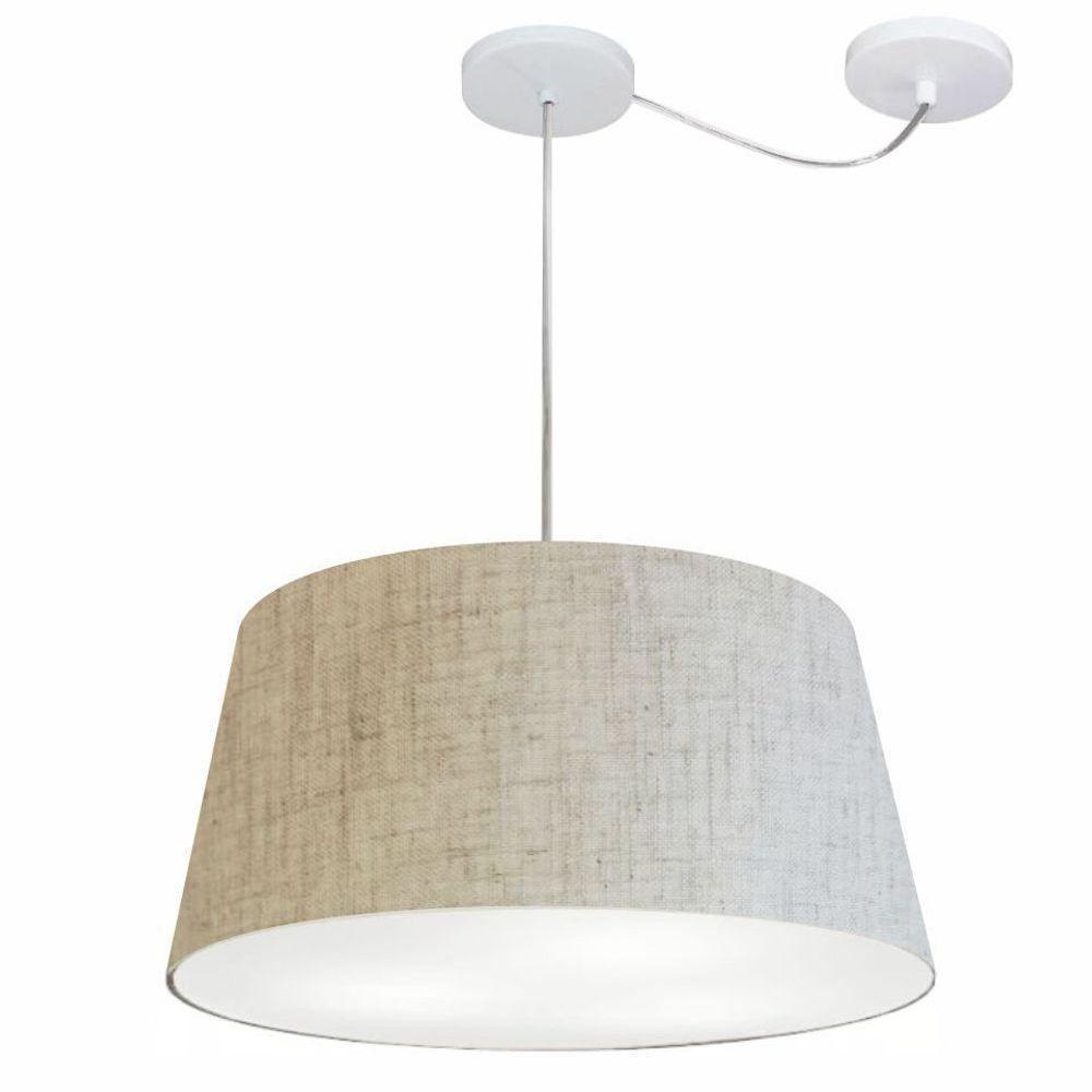 Lustre Pendente Cone Com Desvio De Centro Vivare Md-4282 Cúpula Em Tecido 40x50cm - Bivolt Rustico-bege 127/220v - 1