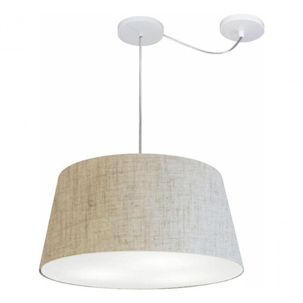 Lustre Pendente Cone Com Desvio De Centro Vivare Md-4282 Cúpula Em Tecido 40x50cm - Bivolt Rustico-bege 127/220v - 3