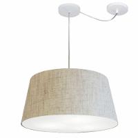 Lustre Pendente Cone Com Desvio De Centro Vivare Md-4282 Cúpula Em Tecido 40x50cm - Bivolt Rustico-bege 127/220v - 1