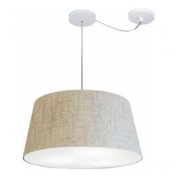 Lustre Pendente Cone Com Desvio De Centro Vivare Md-4282 Cúpula Em Tecido 40x50cm - Bivolt Rustico-bege 127/220v - 3