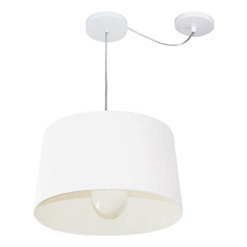 Lustre Pendente Cone Com Desvio De Centro Vivare Md-4275 Cúpula Em Tecido 40x45cm - Bivolt Branco 127/220v - 3