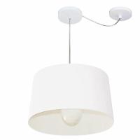 Lustre Pendente Cone Com Desvio De Centro Vivare Md-4275 Cúpula Em Tecido 40x45cm - Bivolt Branco 127/220v - 1