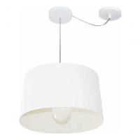 Lustre Pendente Cone Com Desvio De Centro Vivare Md-4275 Cúpula Em Tecido 40x45cm - Bivolt Branco 127/220v - 3