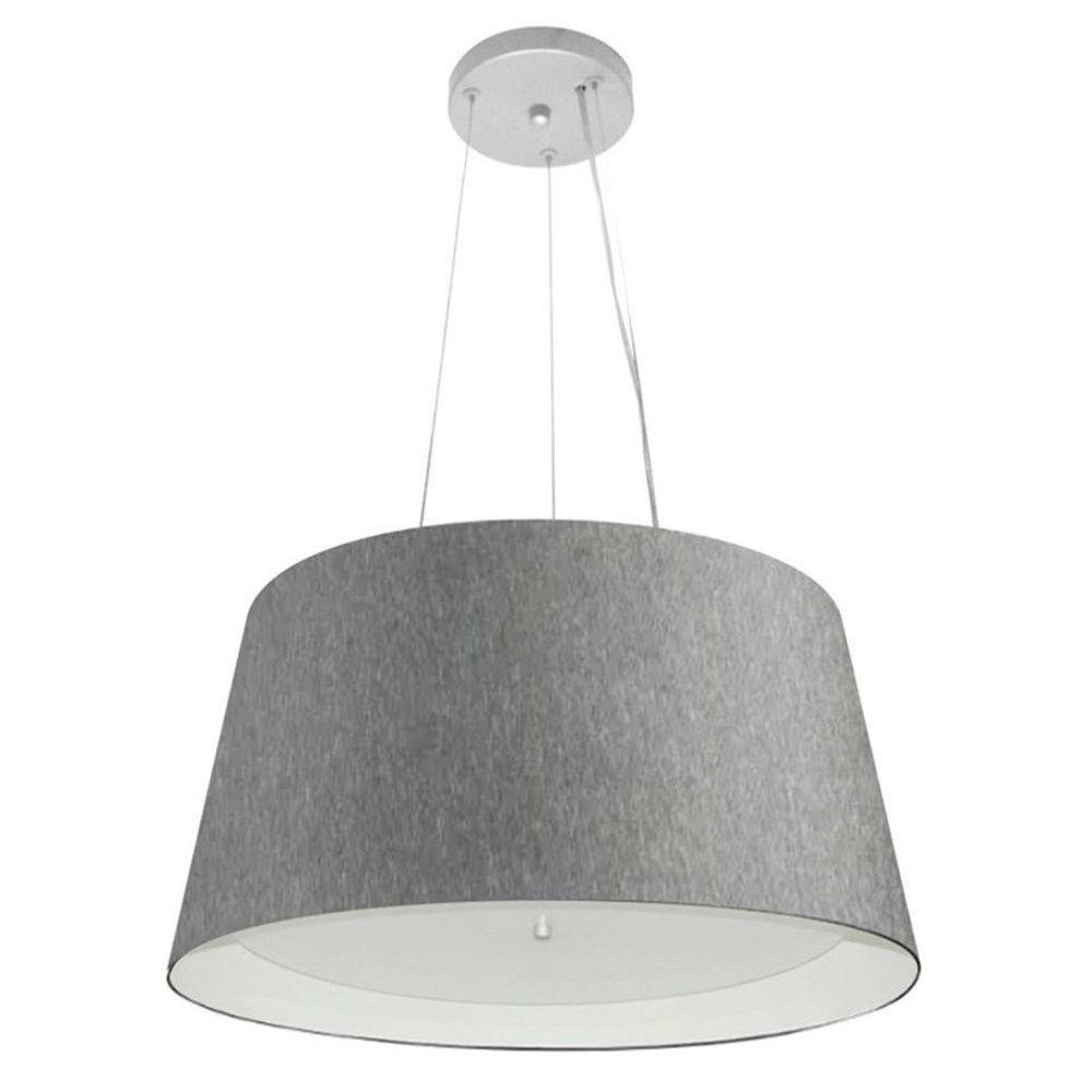 Lustre Pendente Cone Vivare Md-4144 Cúpula Em Tecido 25x50x40cm - Bivolt Branco-rustico-cinza 127/220v - 1