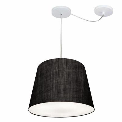 Lustre Pendente Cone Com Desvio Md-4280 Cúpula 30/30x40cm Preto - Bivolt
