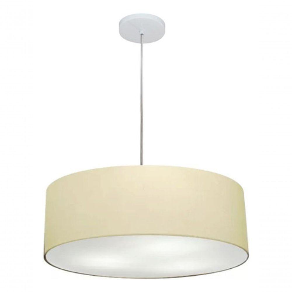 Lustre Pendente Cilíndrico Vivare Md-4254 Cúpula Em Tecido 45x15cm - Bivolt Algodão-crú 127/220v - 3