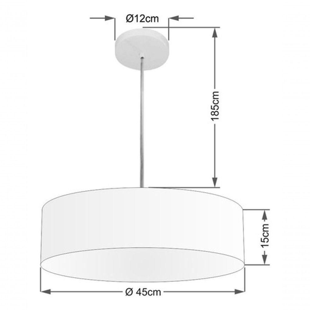Lustre Pendente Cilíndrico Vivare Md-4254 Cúpula Em Tecido 45x15cm - Bivolt Algodão-crú 127/220v - 4