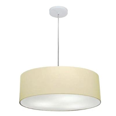 Lustre Pendente Cilíndrico Vivare Md-4254 Cúpula Em Tecido 45x15cm - Bivolt Algodão-crú 127/220v