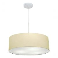 Lustre Pendente Cilíndrico Vivare Md-4254 Cúpula Em Tecido 45x15cm - Bivolt Algodão-crú 127/220v - 3