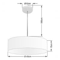 Lustre Pendente Cilíndrico Vivare Md-4254 Cúpula Em Tecido 45x15cm - Bivolt Algodão-crú 127/220v - 4