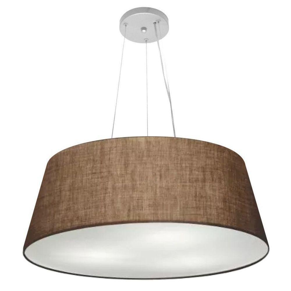 Lustre Pendente Cone Vivare Md-4072 Cúpula Em Tecido 30/80x65cm - Bivolt Café 127/220v - 1