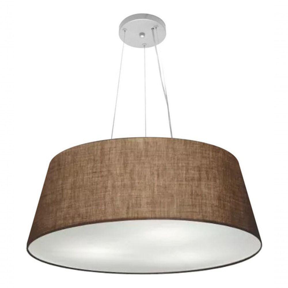 Lustre Pendente Cone Vivare Md-4072 Cúpula Em Tecido 30/80x65cm - Bivolt Café 127/220v - 3