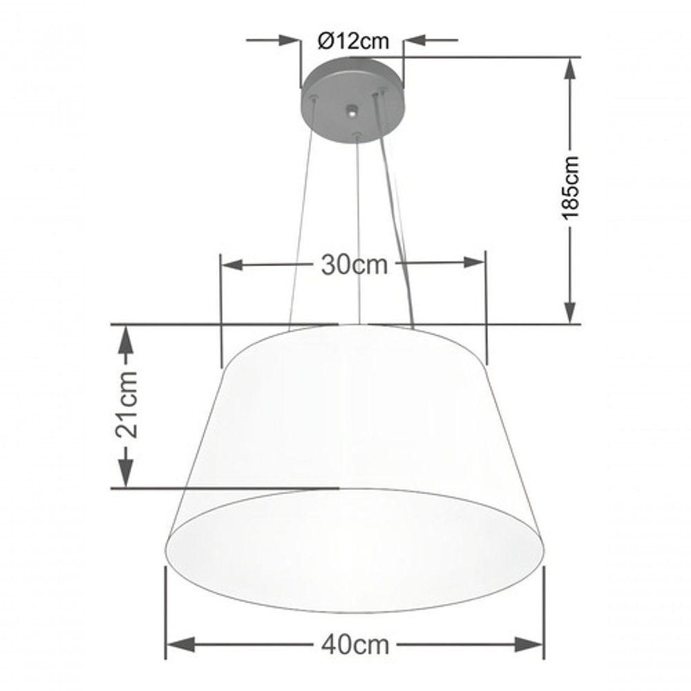 Lustre Pendente Cone Md-4001 Cúpula Em Tecido 21/40x30cm Linho Bege - Bivolt - 4