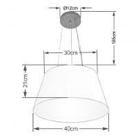 Lustre Pendente Cone Md-4001 Cúpula Em Tecido 21/40x30cm Linho Bege - Bivolt - 4