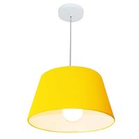 Lustre Pendente Cone Md-4039 Cúpula Em Tecido 21/40x30cm Amarelo - Bivolt - 1