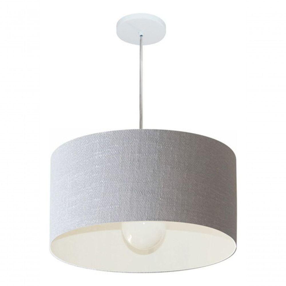Lustre Pendente Cilíndrico Vivare Md-4203 Cúpula Em Tecido 45x21cm - Bivolt Rustico-cinza 127/220v - 3