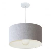 Lustre Pendente Cilíndrico Vivare Md-4203 Cúpula Em Tecido 45x21cm - Bivolt Rustico-cinza 127/220v - 3