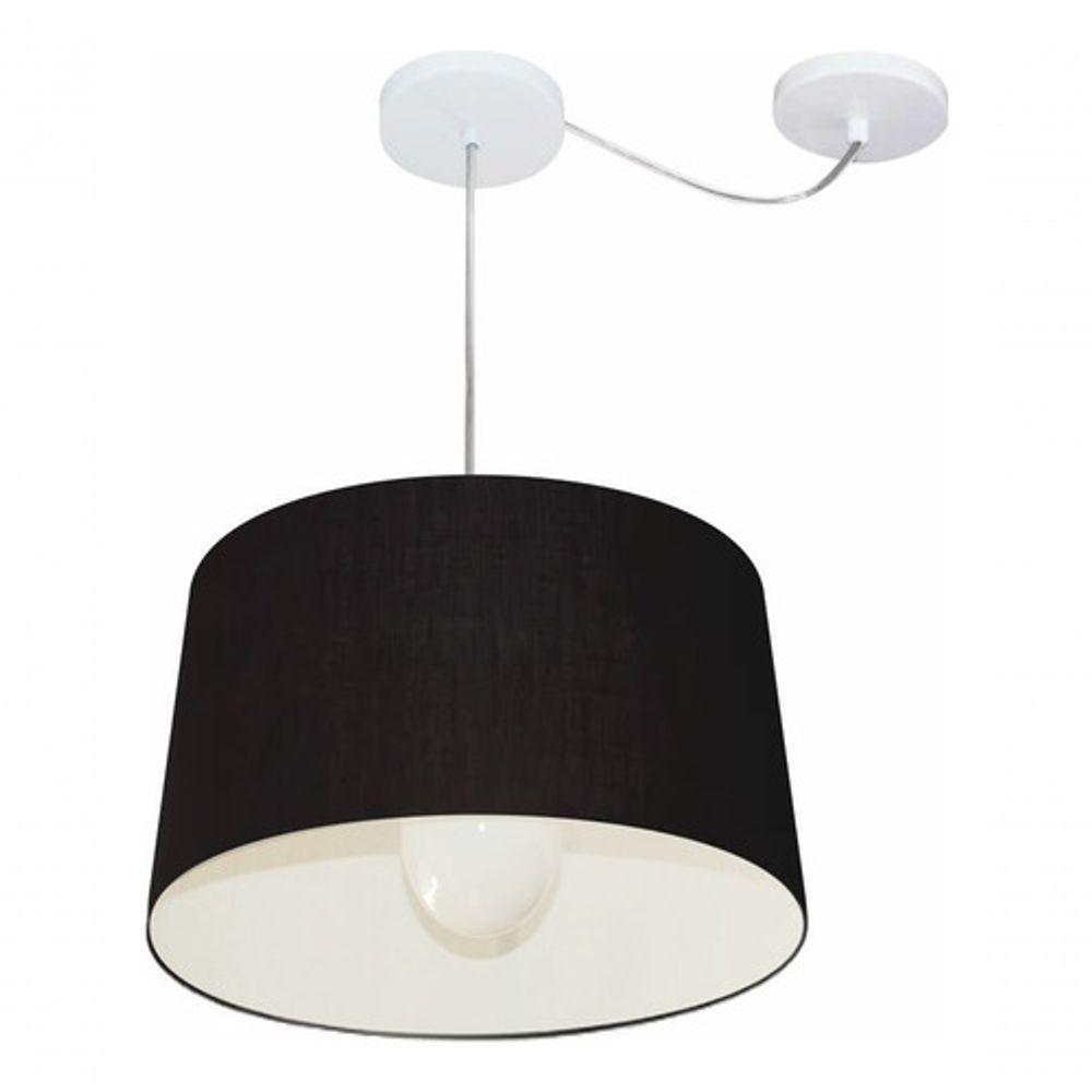 Lustre Pendente Cone Com Desvio De Centro Vivare Md-4275 Cúpula Em Tecido 40x45cm - Bivolt Preto 127/220v - 3