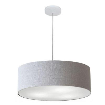 Lustre Pendente Cilíndrico Vivare Md-4254 Cúpula Em Tecido 45x15cm - Bivolt Rustico-cinza 127/220v