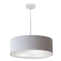 Lustre Pendente Cilíndrico Vivare Md-4254 Cúpula Em Tecido 45x15cm - Bivolt Rustico-cinza 127/220v - 1