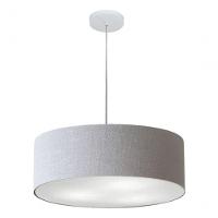 Lustre Pendente Cilíndrico Vivare Md-4254 Cúpula Em Tecido 45x15cm - Bivolt Rustico-cinza 127/220v - 3