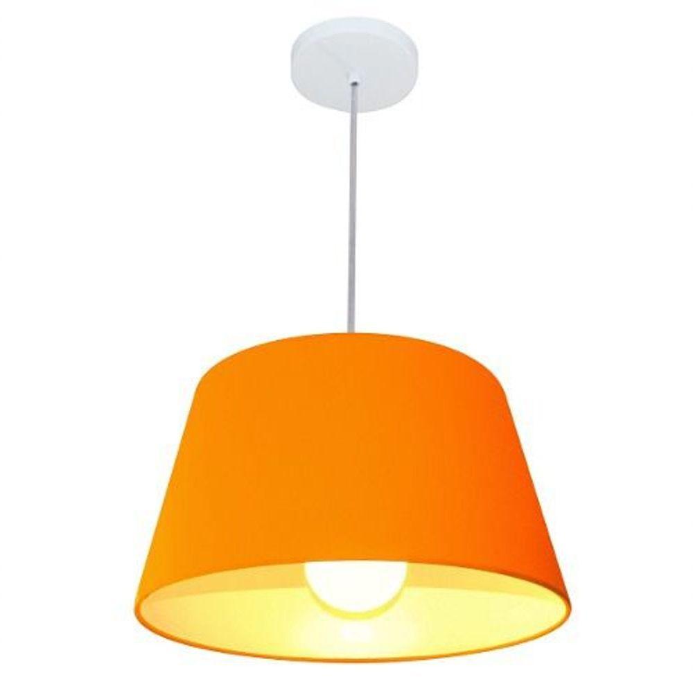 Lustre Pendente Cone Vivare Md-4039 Cúpula Em Tecido 21/40x30cm - Bivolt Laranja 127/220v - 1