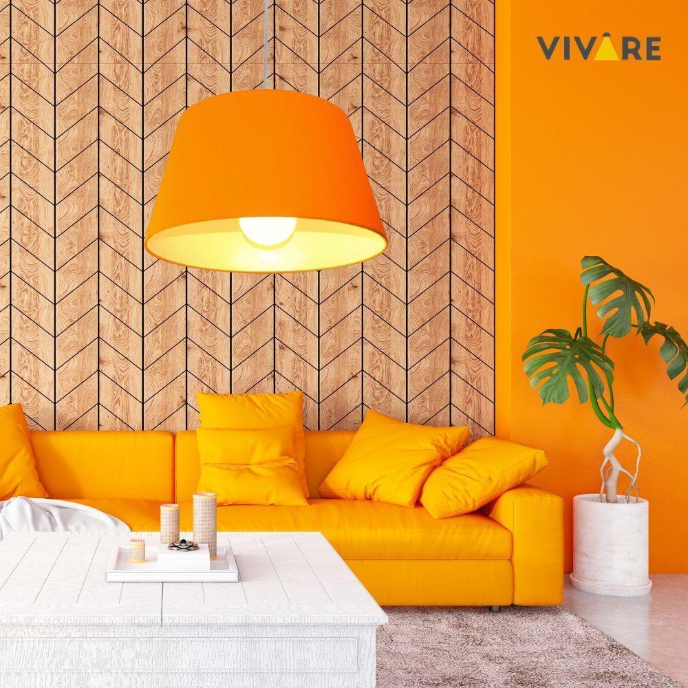 Lustre Pendente Cone Vivare Md-4039 Cúpula Em Tecido 21/40x30cm - Bivolt Laranja 127/220v - 3