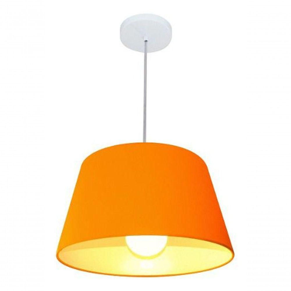 Lustre Pendente Cone Vivare Md-4039 Cúpula Em Tecido 21/40x30cm - Bivolt Laranja 127/220v - 4