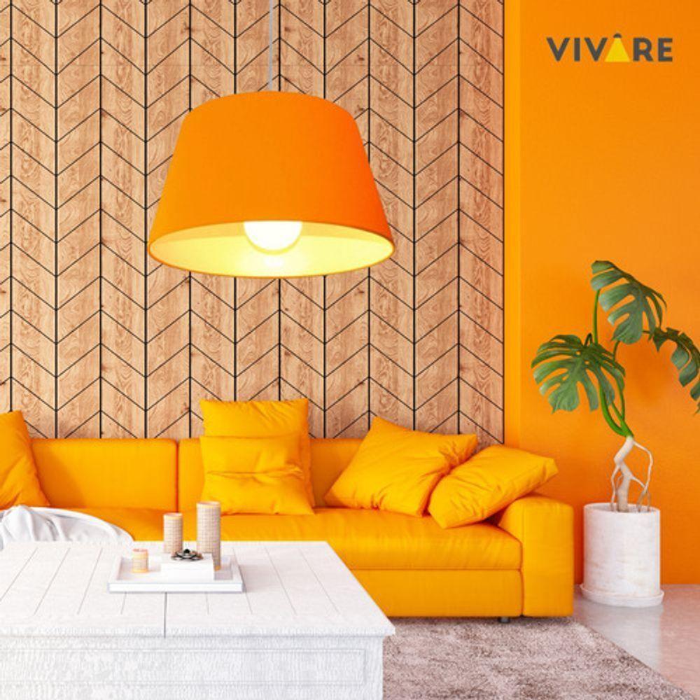 Lustre Pendente Cone Vivare Md-4039 Cúpula Em Tecido 21/40x30cm - Bivolt Laranja 127/220v - 6